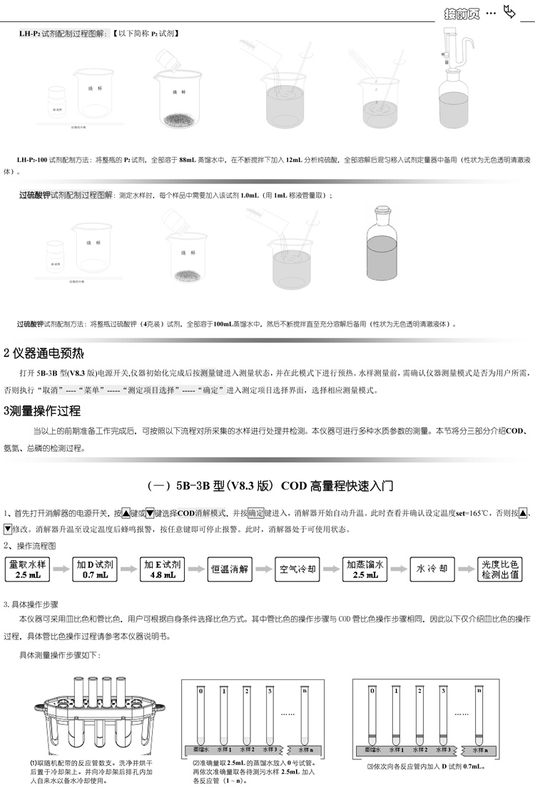 連華科技COD、氨氮、總磷、濁度等多參數(shù)水質(zhì)分析儀5B-3B型(V8)快速入門手冊(cè)